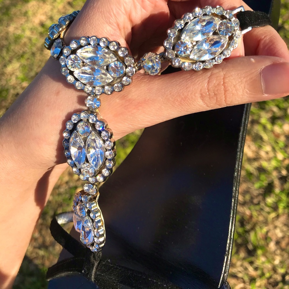 Pelle Moda | Black Crystal Sandals 💍✨🖤 - Picture 2 of 6